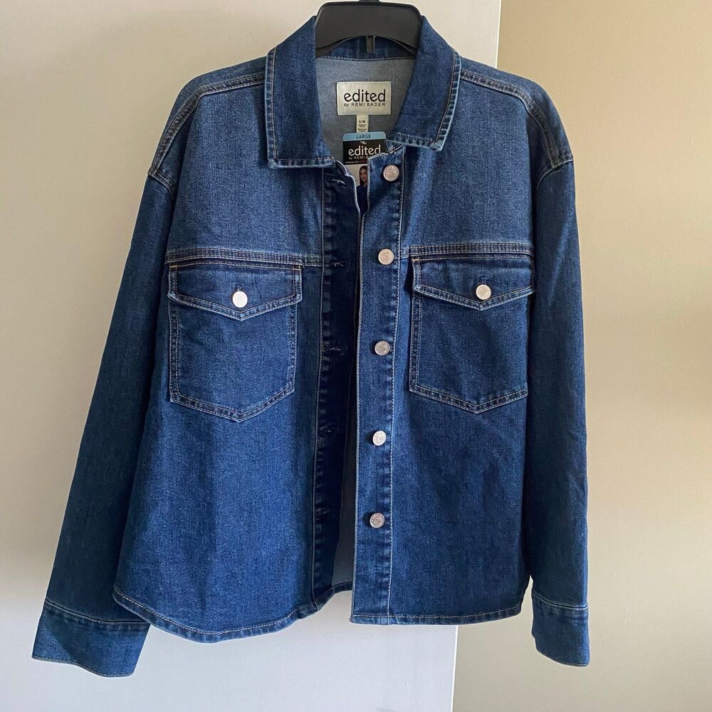 Edited by Remi Bader Women's Denim Top Confident Dark Jean Jacket Large NWT